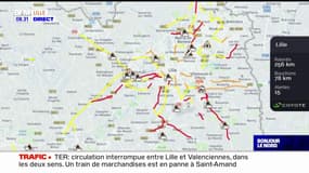 Métropole de Lille: la circulation particulièrement dense ce mardi matin, plus de 70 km de bouchons cumulés