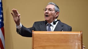 Raul Castro, lors d'une conférence de presse commune avec Barack Obama.