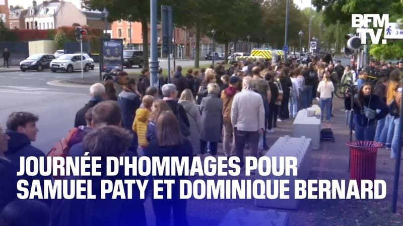 Minute de silence, rassemblements: les images de la journée d'hommages pour Samuel Paty et Dominique Bernard