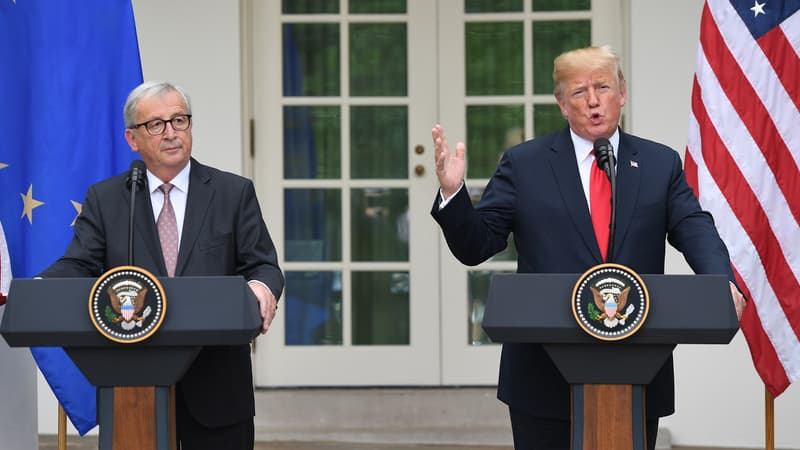 Le président de la Commission européenne, Jean-Claude Juncker et le président des États-Unis, Donald Trump, à Washington mercredi.