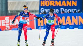 Lou Jeanmonnot et Fabien Claude sur le relais mixte simple, le 16 février 2023