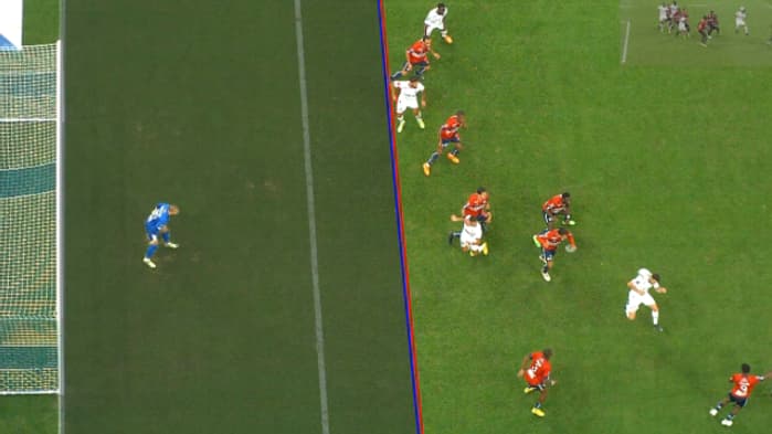Le révélateur sur le hors-jeu potentiel de Gigot lors d'OM-Lille, le 10 septembre 2022 Le révélateur sur le hors-jeu potentiel de Gigot lors d'OM-Lille, le 10 septembre 2022