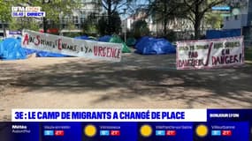 Lyon: le camp de migrants a changé de place pour s'installer dans le square Sainte-Marie-Perrin