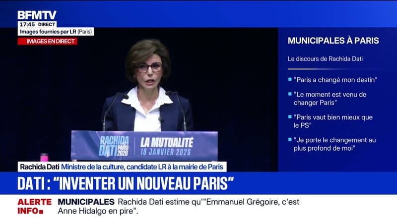 Élection municipale: "Rien ne m'empêchera d'accéder à cette mairie", déclare Rachida Dati, ministre de la Culture et candidate LR à la mairie de Paris