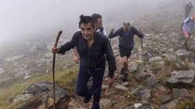 François Fillon, lors d'une randonnée sur la Rhune, au Pays basque, le 23 juillet 2016.