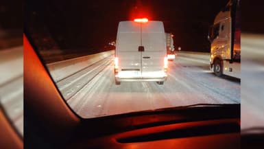 Blocage sur l'A8 à cause de la neige le 7 janvier 2026