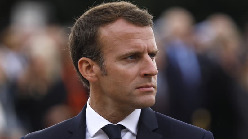 Le président Emmanuel Macron à une cérémonie commémorant l'appel du 18 juin 1940, le 18 juin 2018 à Suresnes. 