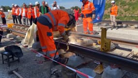 Le début de l'extension du tram vers Strasbourg à Wolfisheim, le 26 août 2024.