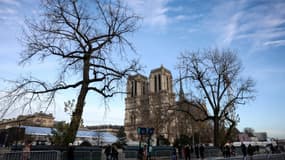 La cathédrale Notre-Dame de Paris à la veille de sa réouverture officielle après cinq années de restauration, à Paris le 6 décembre 2024