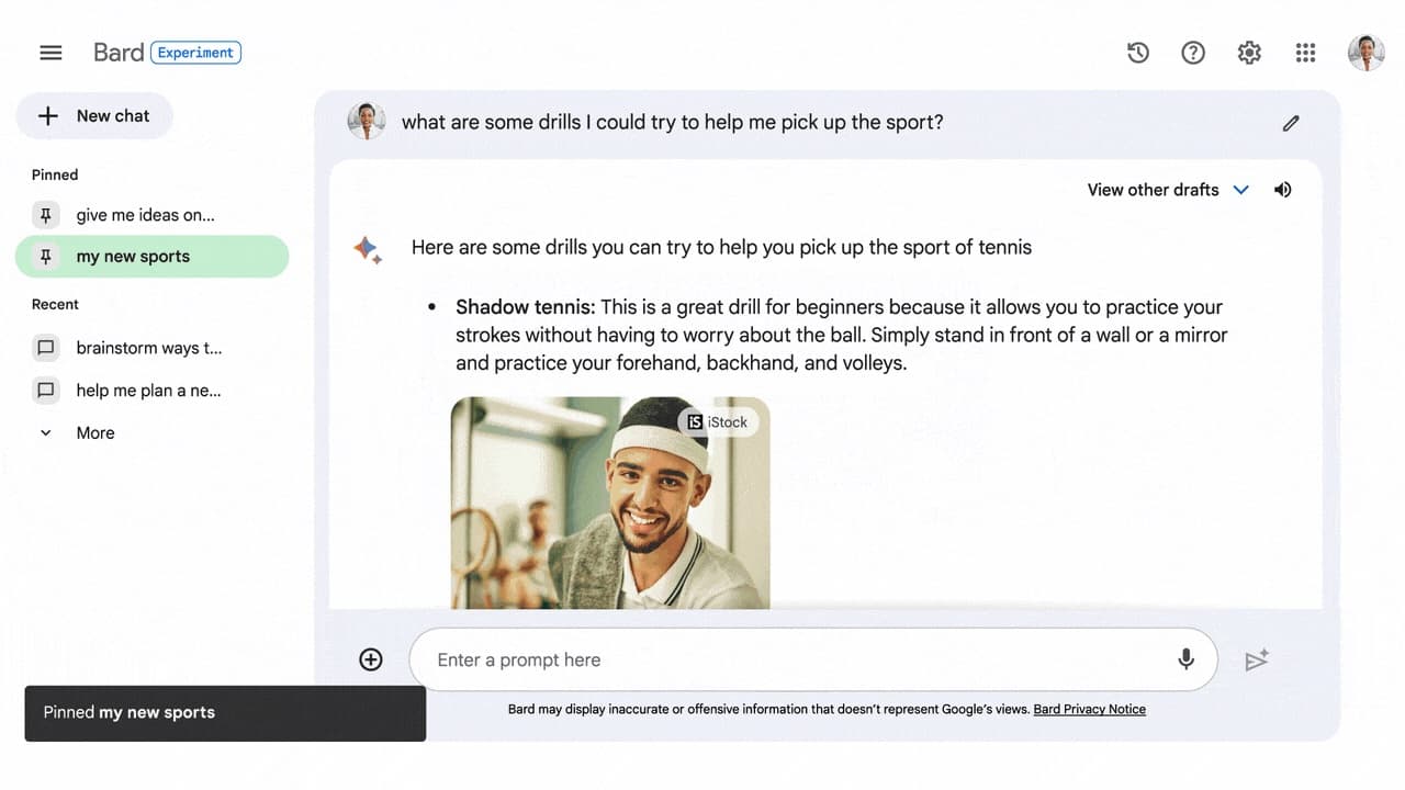 Google Bard permet désormais d'épingler ses conversations