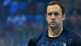 Le capitaine de l'équipe de France de handball, Valentin Porte, lors du match de poule du 1er tour contre la Croatie à l'Euro, le 13 janvier 2022 à Szeged (Hongrie)