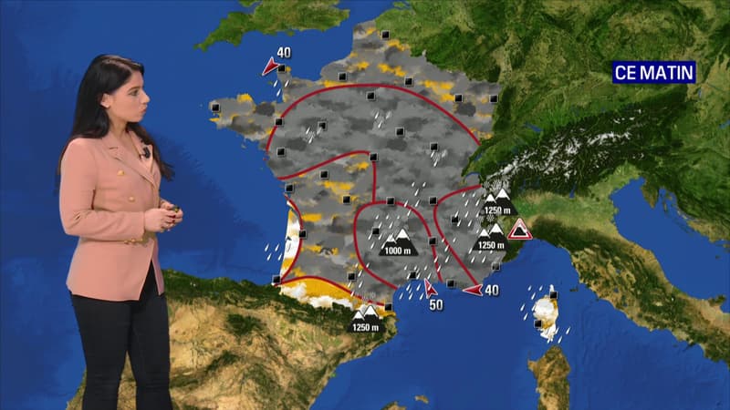 Le temps dimanche: ciel gris et neige à basse altitude sur les massifs
