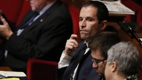 Benoît Hamon, député PS des Yvelines, sur les bancs de l'Assemblée nationale, le 17 février.