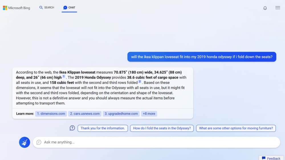 La nouvelle version de Bing