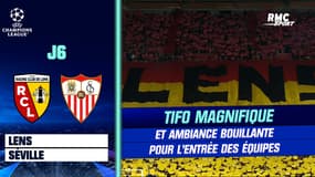 Lens-Séville : Tifo magnifique et ambiance bouillante pour l'entrée des équipes