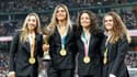 Olga Carmona, Misa Rodriguez, Ivana Andres et Teresa Abelleira présentent la Coupe du monde au Bernabeu en septembre 2023.