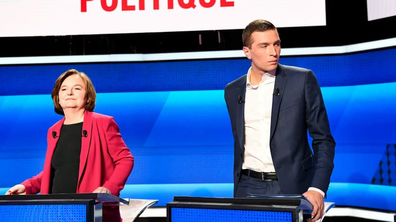Nathalie Loiseau et Jordan Bardella sur le plateau de l'Emission politique sur France 2, le 4 avril 2019