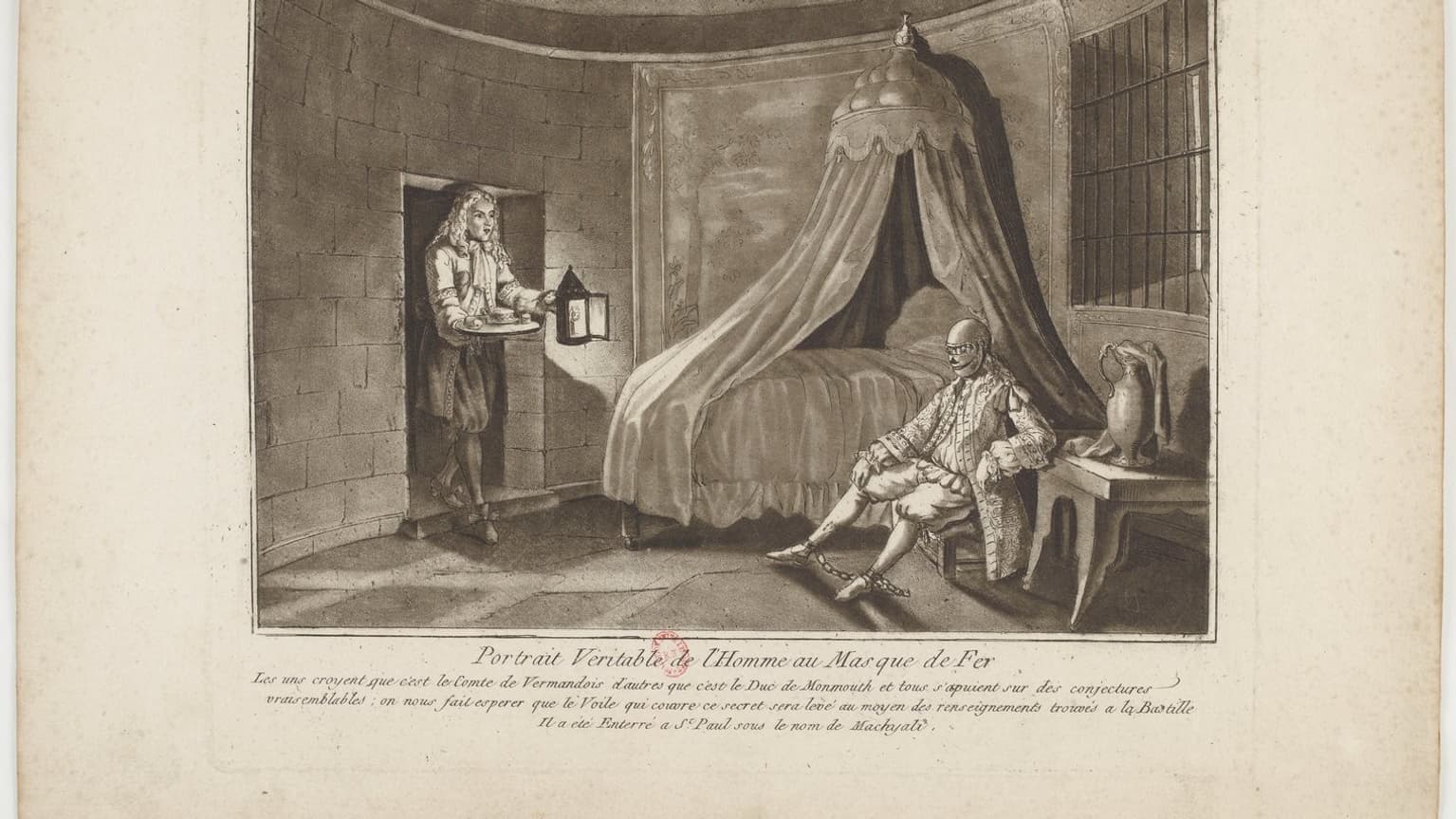 Représentation du prisonnier connu comme l'homme au masque de fer.