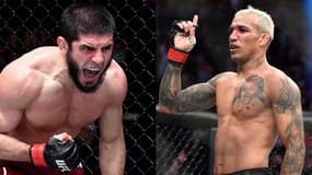 Islam Makhachev (à gauche) et Charles Oliveira