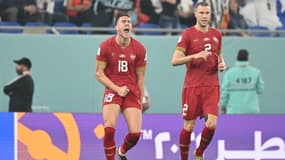 Dusan Vlahovic fête son but lors de Serbie-Suisse, Coupe du monde 2022