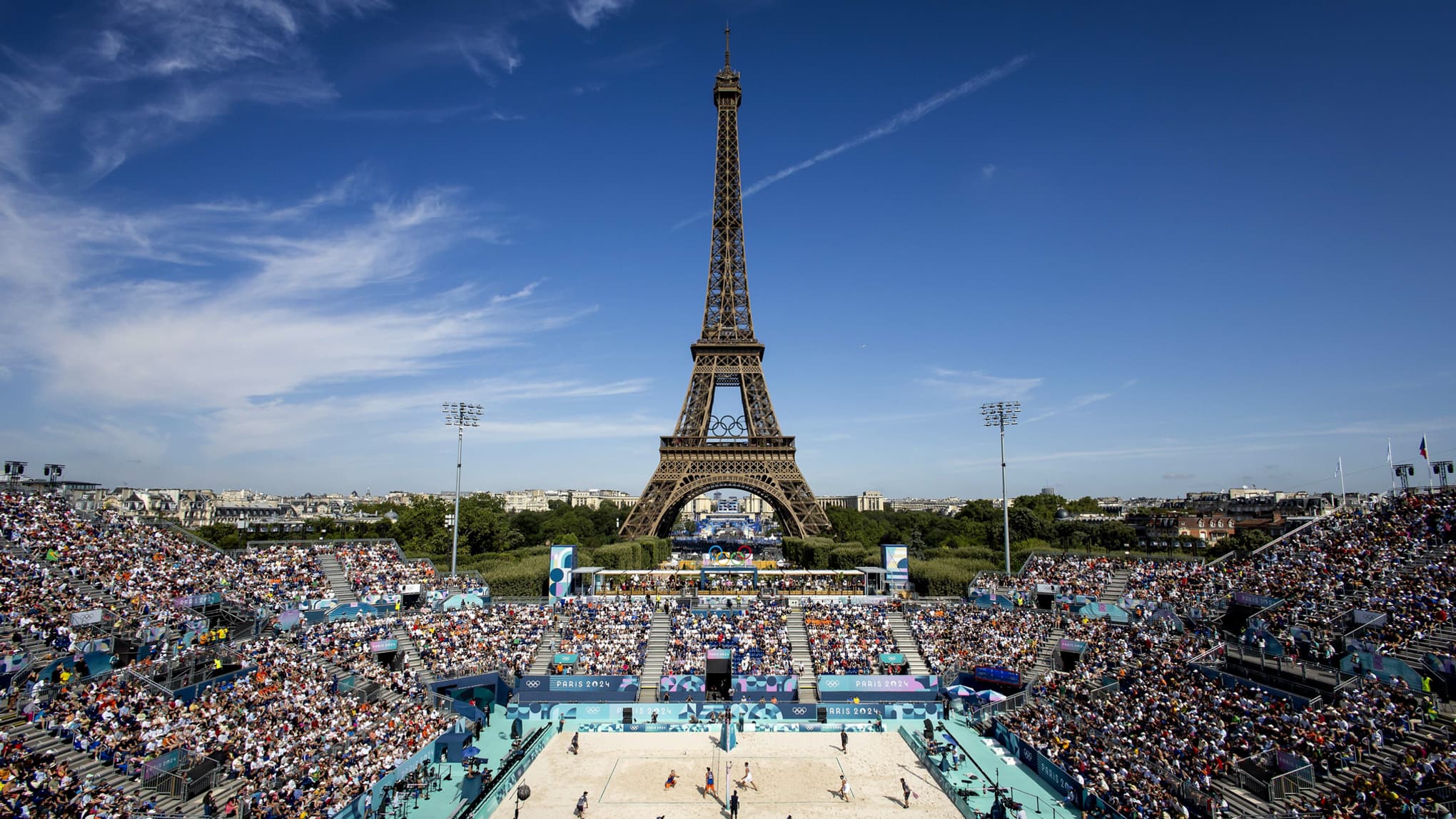 Le stade Tour Eiffel aux Jeux olympiques de Paris, le 28 juillet 2024