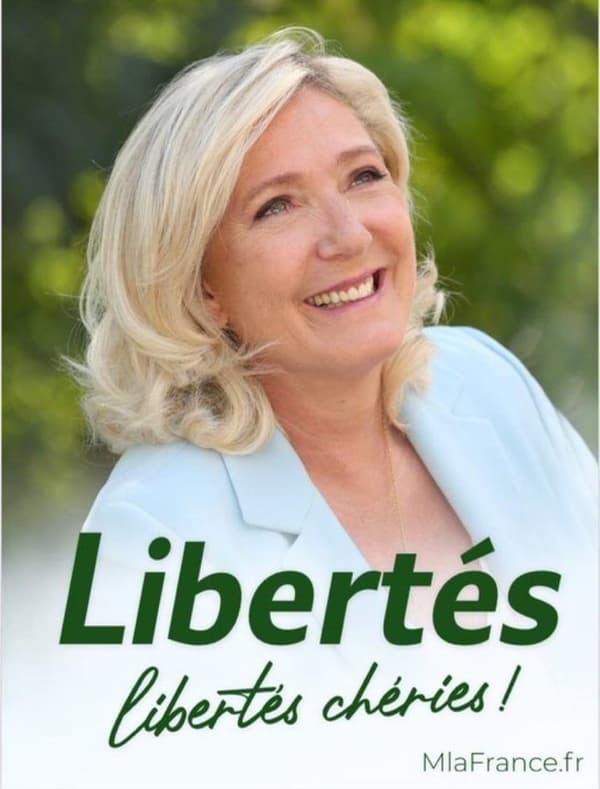 "Libertés, libertés chéries": slogan, affiche... Marine Le Pen lance une offensive avant la présidentielle