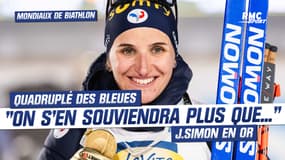 Mondiaux de biathlon (F): "On se souviendra plus du quadruplé que de mon or" avoue Julia Simon