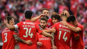 La joie des joueurs de Benfica, sacrés champion du Portugal