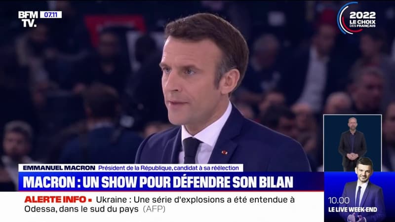 Meeting d'Emmanuel Macron: un show pour défendre son bilan et des clins d'oeil aux électeurs de gauche