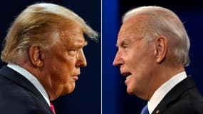 Donald Trump (g) face à Joe Biden, tous deux photographiés le 22 octobre 2020 (Photos d'archive)