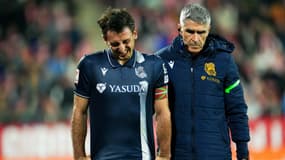 Mikel Oyarzabal sortant sur blessure lors du match face à Gérone, le 11 février 2024