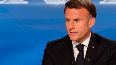 Le président français Emmanuel Macron sur TF1, le 13 mai 2025.