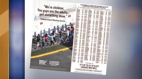 La double page achetée par l'organisation Everytown dor Gun Safety, dans le New York Times.