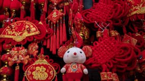 Décorations pour le Nouvel an chinois à Pékin, le 17 janvier 2020