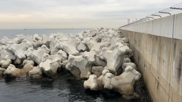 48000 tétrapodes ont été disséminés autour de l’ile pour casser les vagues, 