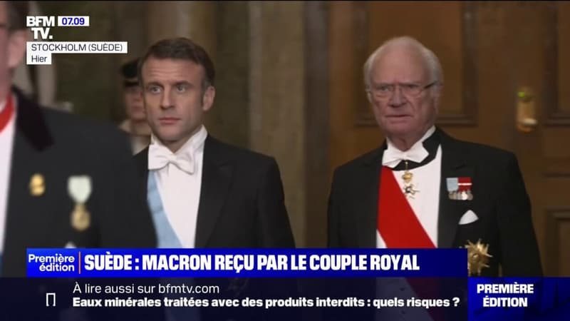 Emmanuel Macron et Sébastien Lecornu reçus par le couple royal en Suède