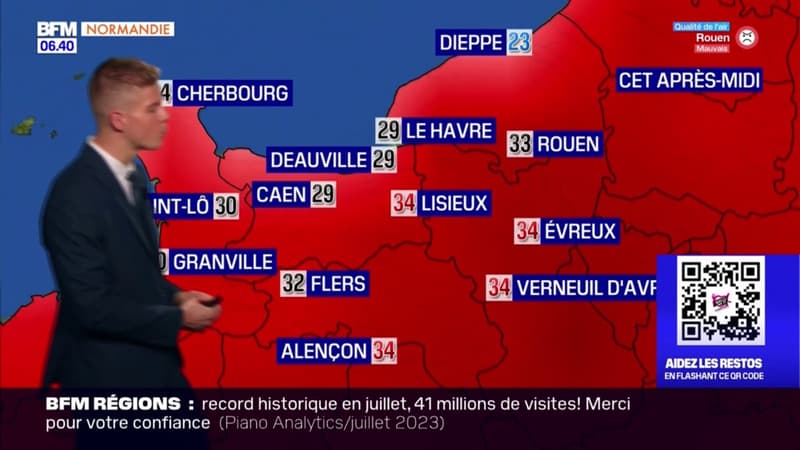 Météo Normandie: une journée chaude et ensoleillée, jusqu'à 34°C à Évreux, Lisieux et Alençon