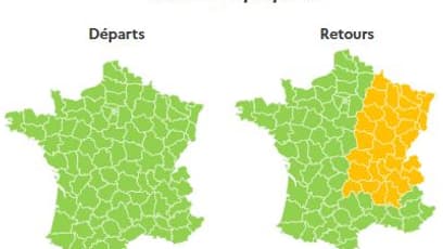 La journée est classée orange par Bison Futé dans le sens des retours  en Bourgogne, dans l’Est et en Auvergne-Rhône-Alpes.