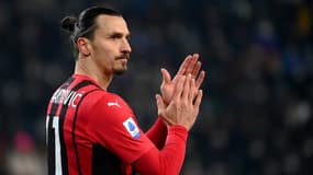 L'attaquant suédois de l'AC Milan Zlatan Ibrahimovic, lors du match de la 17e journée de Serie A contre Udinese, le 11 décembre 2021 à Udine
