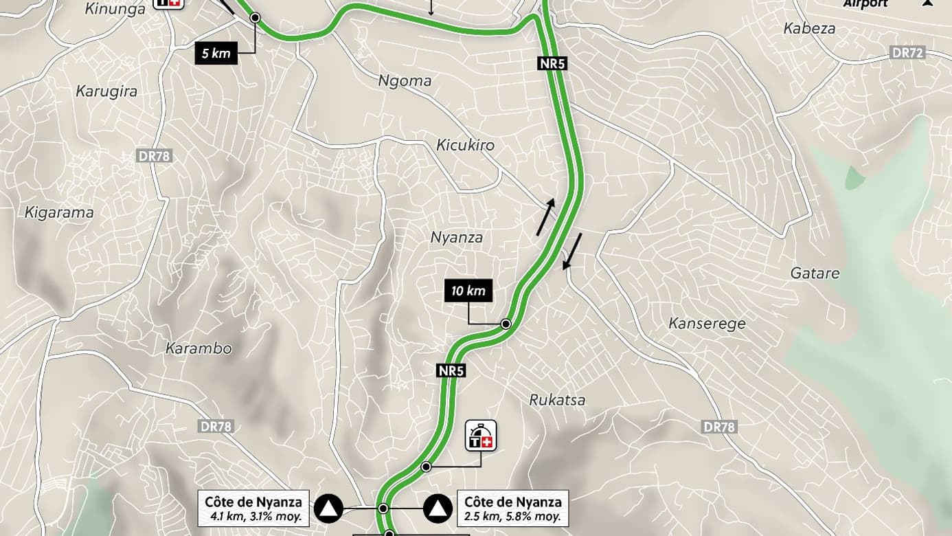 Parcours du contre-la-montre individuel femmes élite aux championnats du monde de cyclisme 2025 au Rwanda