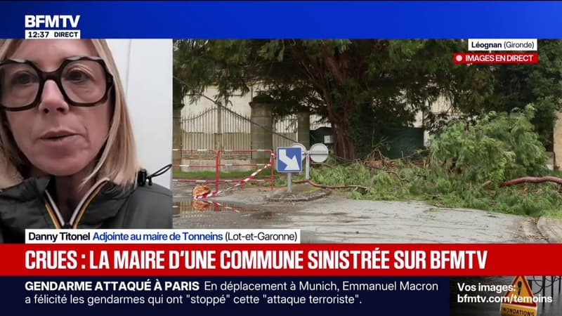 Crues: "On est à 9m55, on attend minimum 9m60, un record par rapport à 2021", déclare l'adjointe au maire de Tonneins