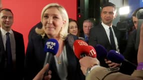Marine Le Pen, le 21 avril 2022, à l'issue du débat de l'entre-deux-tours de l'élection présidentielle.