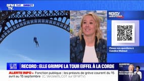 "Ça m'a pris 18 minutes": l'athlète Anouk Garnier bat un record du monde en grimpant à la corde jusqu'au deuxième étage de la tour Eiffel