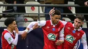 Hugo Ekitike avec Reims contre Bastia en Coupe de France, le 29 janvier 2022