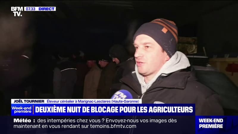 Deuxième nuit de blocage pour les agriculteurs sur l'A64 entre Toulouse et Tarbes