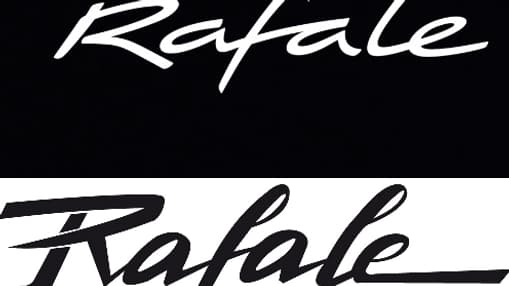En haut, le logo Rafale de Renault, en bas, celui de Dassault Aviation
