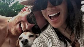 Le prince Harry, Meghan et leur chien Guy. 
