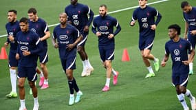 Karim Benzema à l'entraînement avec les Bleus
