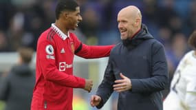 Marcus Rashford et Erik Ten Hag (Manchester United).