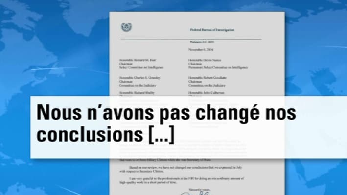 Lettre adressée par le FBI à des élus du Congrès le 6 novembre 2016. Lettre adressée par le FBI à des élus du Congrès le 6 novembre 2016.